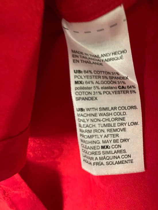 Chico's Vibrant Red Classic Button-Down Shirt with red on red floral design - Picture 6 of 7